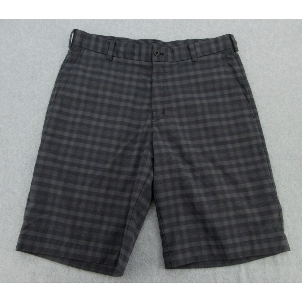 Nike Mens Golf Shorts Regular Black Grey Plaid Dri-FIT Performance 32